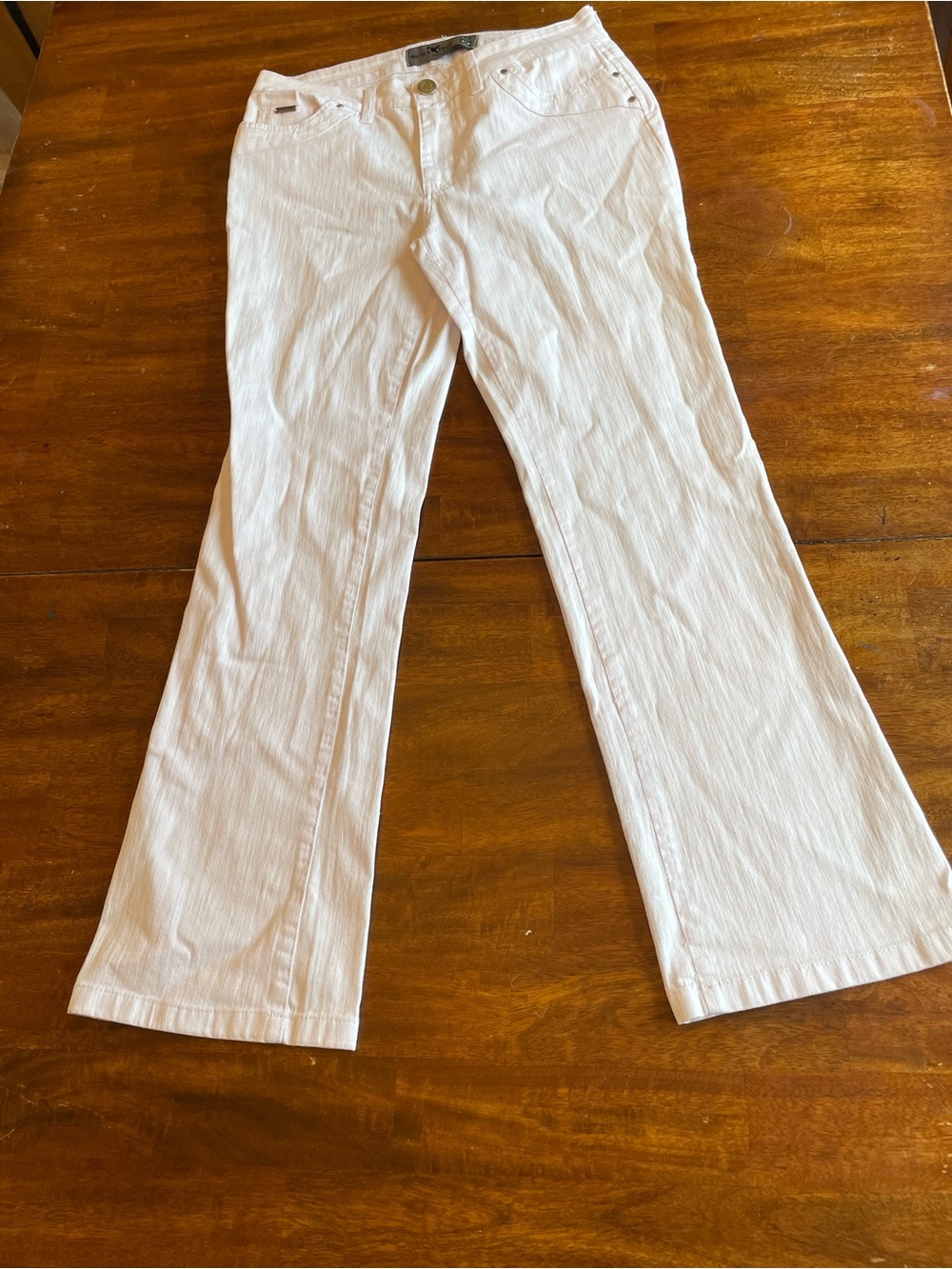 Beija-Flor Judy Bootcut Jeans Size 12 White Light Purple Brazilian Lift Denim*